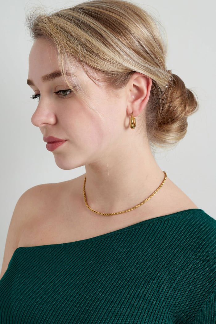 unisex necklace twisted short - Gold color-3.0mm h5Picture4